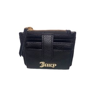 Juicy Couture Small Wallet ID Card Holder Black W/ Gold Accents Coin Purse CUTE